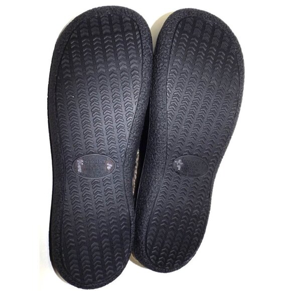 Isotoner US 13-14 men's striped scuff slippers faux fur trim memory foam New - Picture 6 of 7